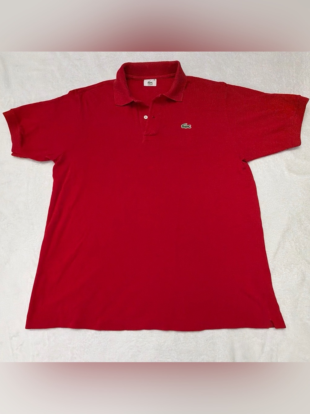 Lacoste Men's Red Short Sleeve Polo Shirt with Crocodile Logo